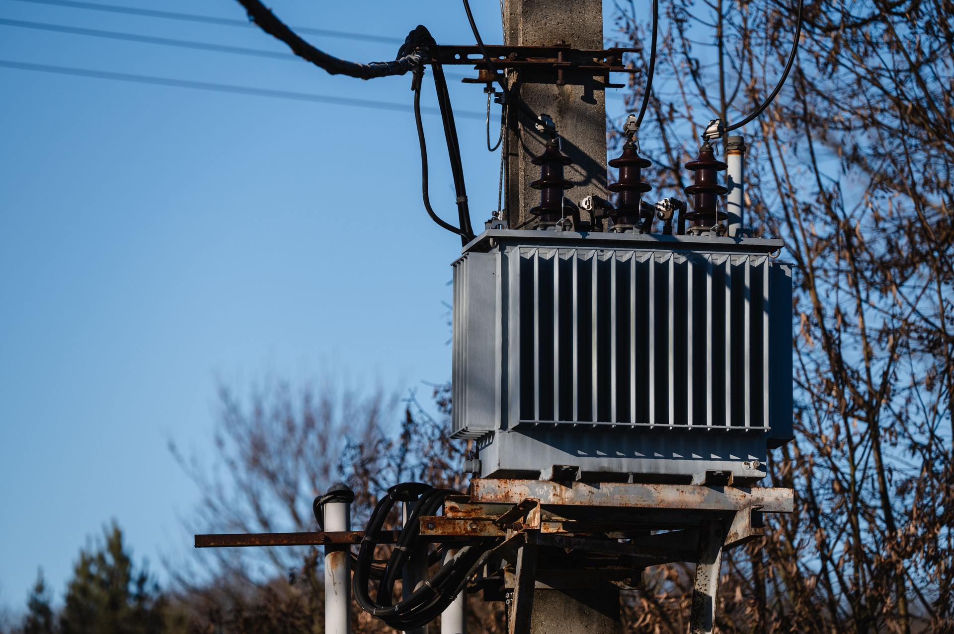 Electric Transformer on Utility Pole